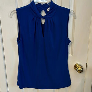 Calvin Klein Women’s (XS) Royal Blue Sleeveless Twisted Neckline Keyhole Top